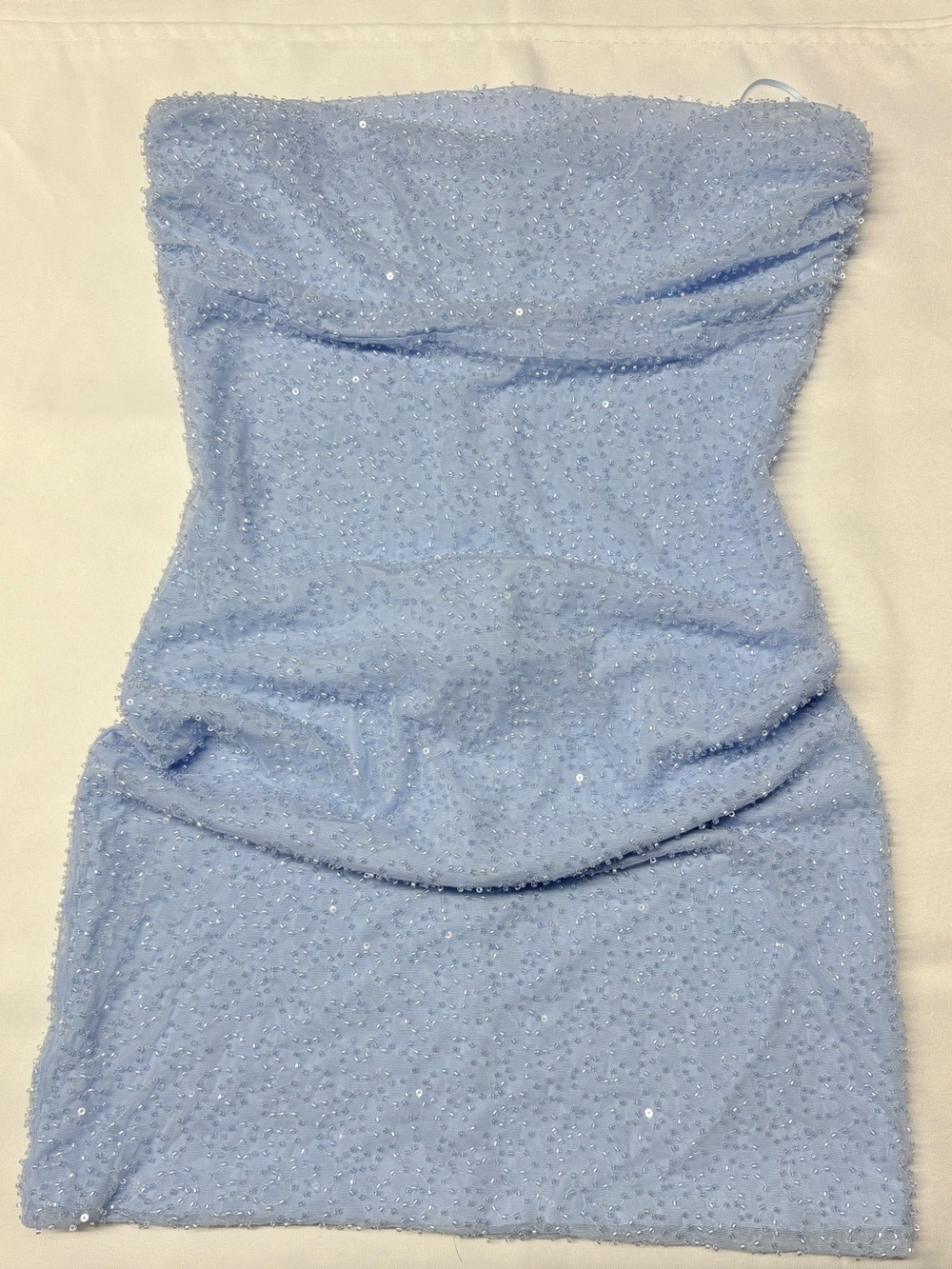 The Vintage Shop Blue Strapless Beaded Mini Dress